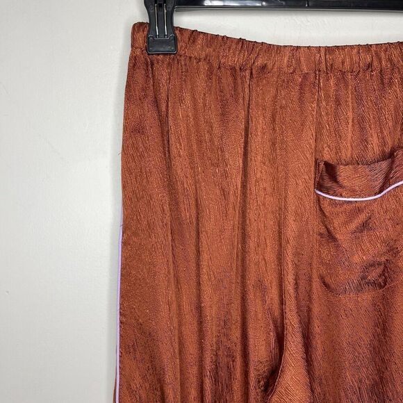 UNTITLED IN MOTION Satin Pants Women Small Brown Wide Leg Pajama Suiting - Picture 11 of 16